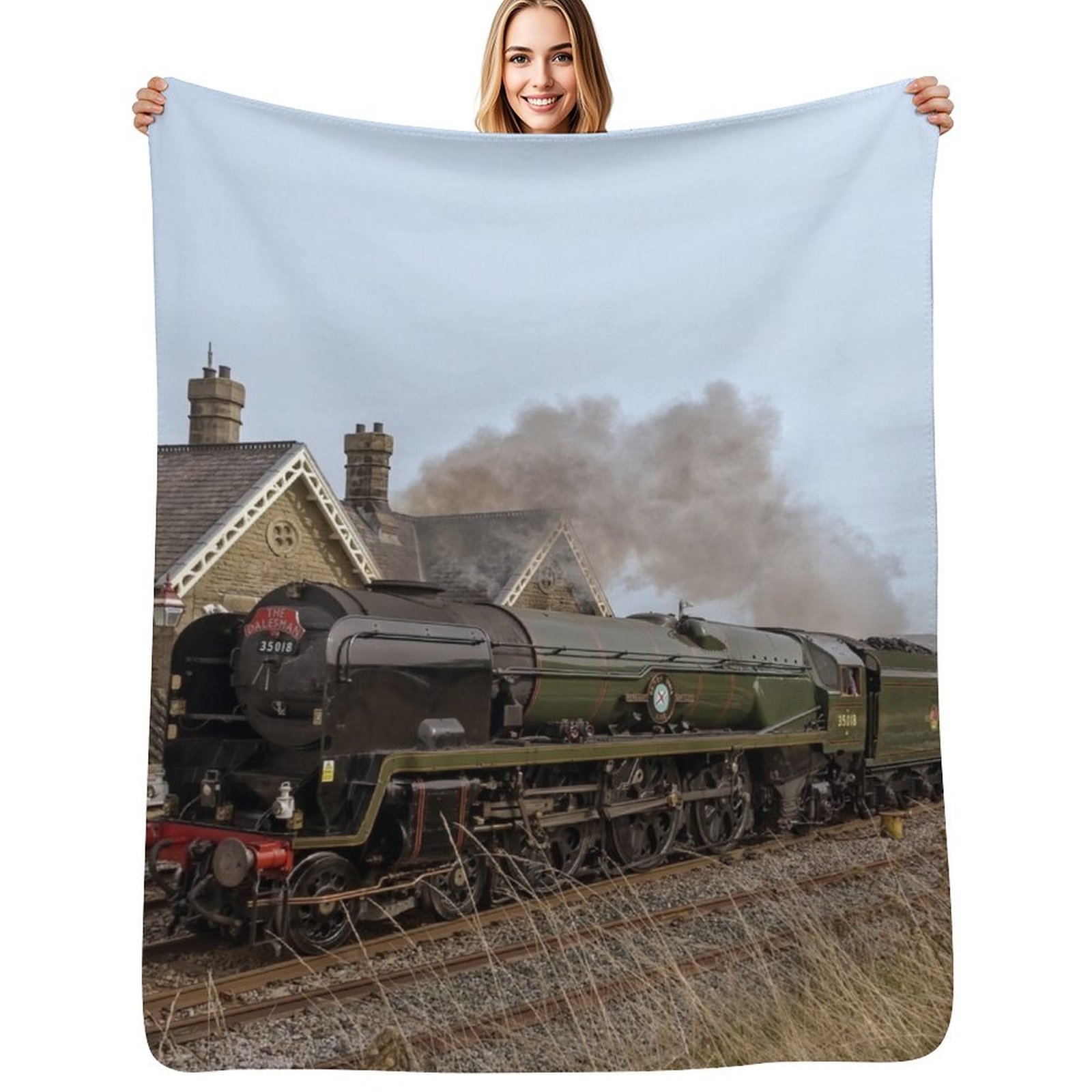 3D Printing Yorkshire - Manta decorativa con diseño de tren