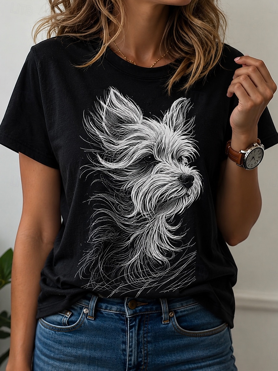 3D Printing Yorkshire - Camiseta con cuello redondo y estampado