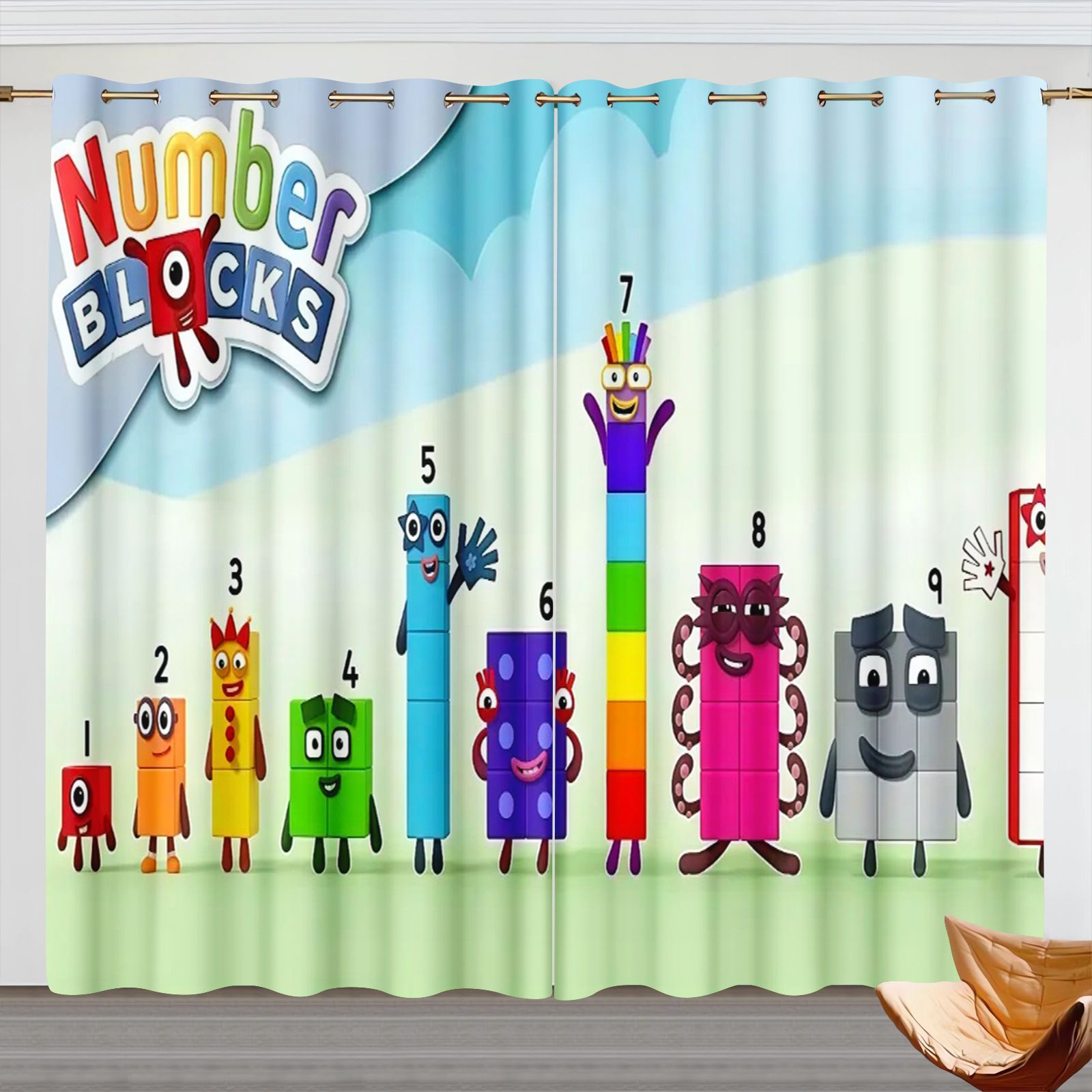 3D Printing Room - Cortinas de dibujos animados Numberblocks, cortinas