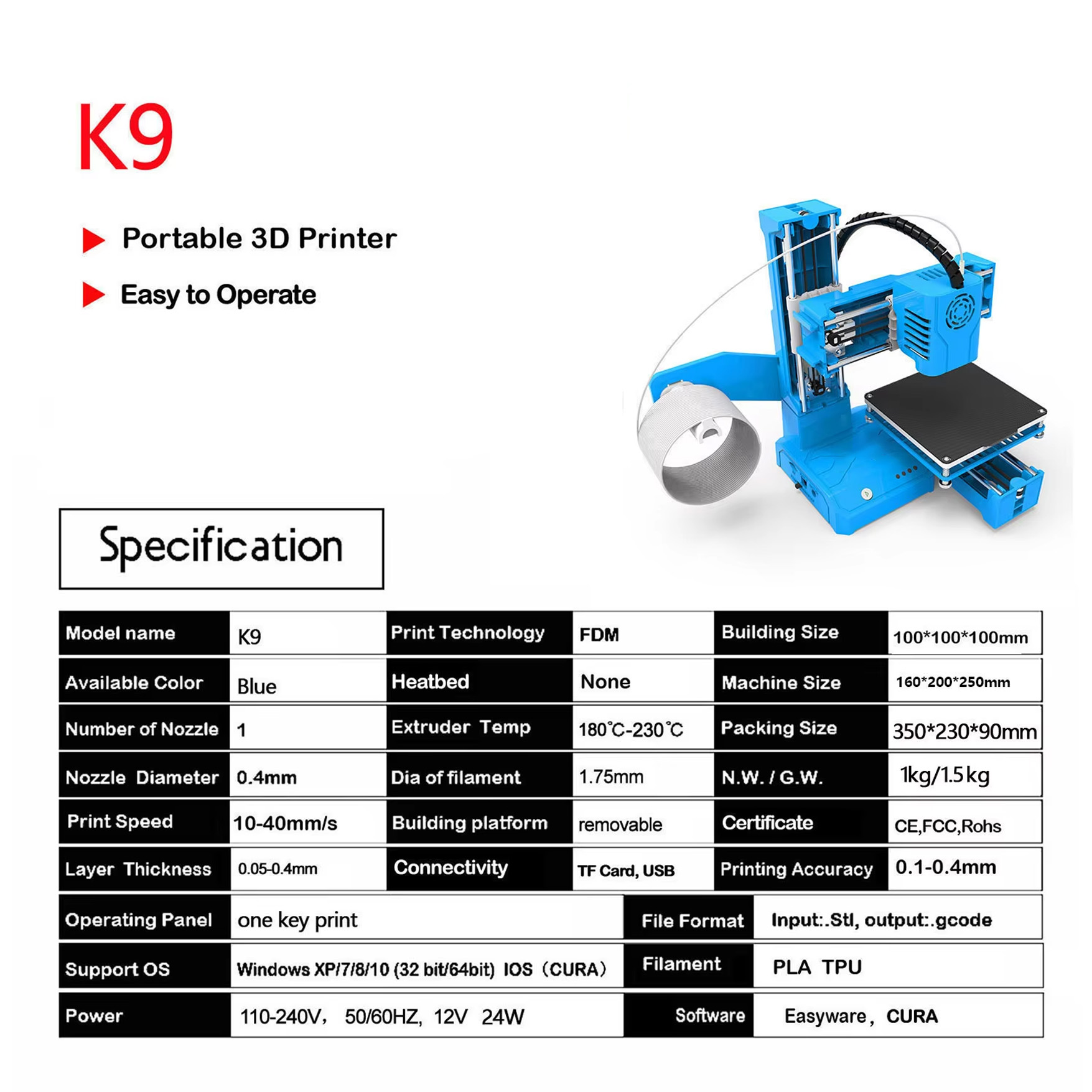 Nueva Impresora 3D Portátil Mo - 3D Printing Software reseña y precio